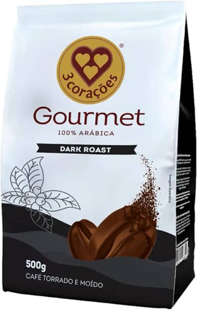 3 Corações Café Torrado e Moído Gourmet Dark Roast, 500g