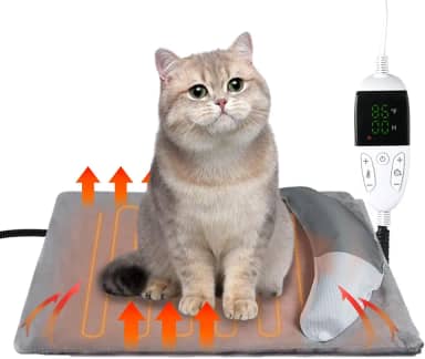 DOGHUB Almofada Térmica Para Animais De Estimação Com Travesseiro, Cama Aquecida Cães, Temporizador 13 Níveis E 11 Temperaturas, Tapete Aquecimento Ajustável Cães Gatos, Cordão Interno Resistente A