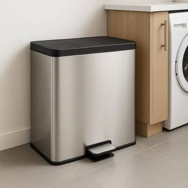 Lixeira Seletiva Tripla em Inox, 30 Litros, 3 Compartimentos Removíveis, Pedal, 43x45x27cm