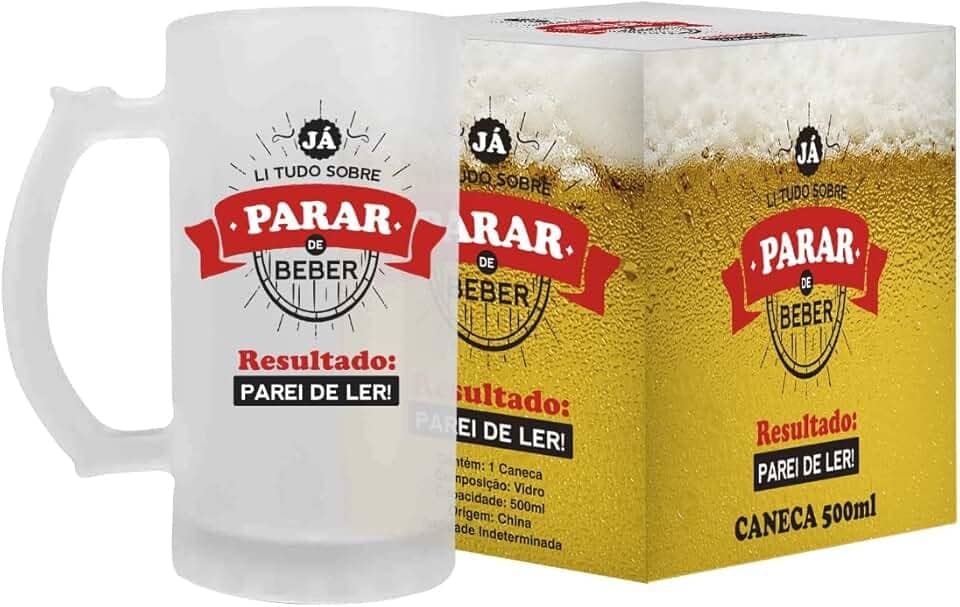 Caneca de Vidro Premium 500ml para Cerveja Chopp Presente Amigo Oculto Colecionador Aniversário Casamento Confraternização Elegante Festa Celebração Drinks Churrasco Bar