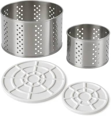Kit 2 Formas de Queijo Caseiro Artesanal Minas Frescal Inox Redondas 1kg / 500g com Tampa para Prensador