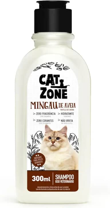 CAT ZONE Shampoo Para Gatos Mingau Aveia - 300 Ml