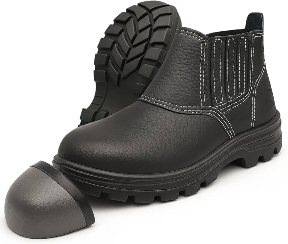 Botina de Segurança Com Bico de Aço Bota de Couro Relax Com Elástico Para Trabalho Tam.33-46