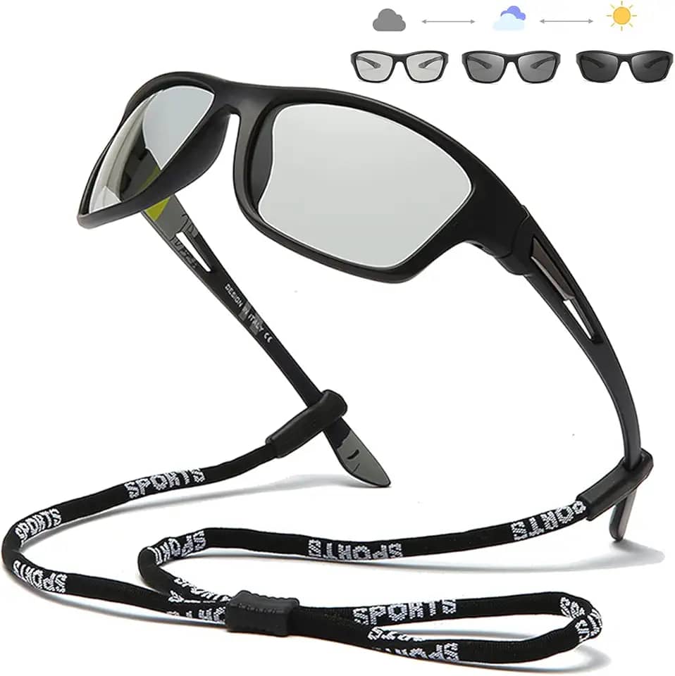 HCYCFY Óculos de sol fotocromáticos polarizados para homens e mulheres, proteção UV, ciclismo, condução, esportes