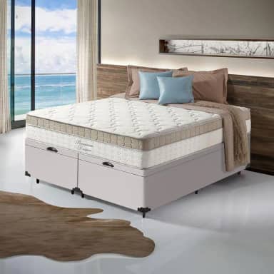 Cama Box Baú com Colchão de Molas Ensacadas Pillow In - Anjos - Premium Dream (Queen)