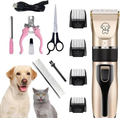 Máquina de Tosar Pet Profissional Kit Maquininha de Tosa Silenciosa Aparador Recarregável Para Cães Gatos com Acessórios Tosador Cachorro Bivolt 110/220