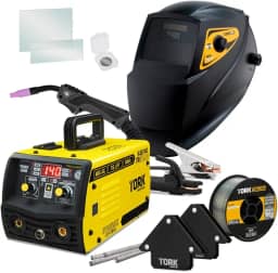 SUPER TORK, Combo Maquina Solda Mig Sem Gas Tig Kab 140 Bivolt + Máscara
