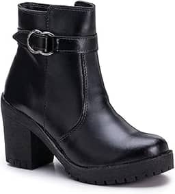 Coturno Feminino Salto e Fivela Bota Frio Rodeio Casual Trabalho Confortável e Leve
