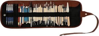 Kit de ferramentas de argila com 43 peças, inclui bolsa de armazenamento, ferramentas de argila, lâmina de metal com resistência à corrosão, design de detalhe frente e verso, modelagem de escultura