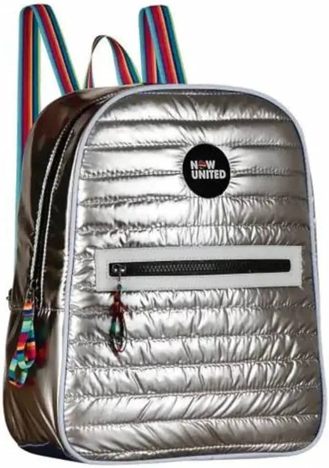 Mochila Bolsa de Costas Now United Matelassê Nylon Infantil Juvenil Adulto Pequena Prata