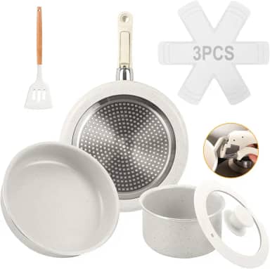 Jogo de Panelas 3 Peças, Conjunto de panelas antiaderentes Punho destacável, Conjuntos de panelas de cozinha de indução antiaderente com alça removível
