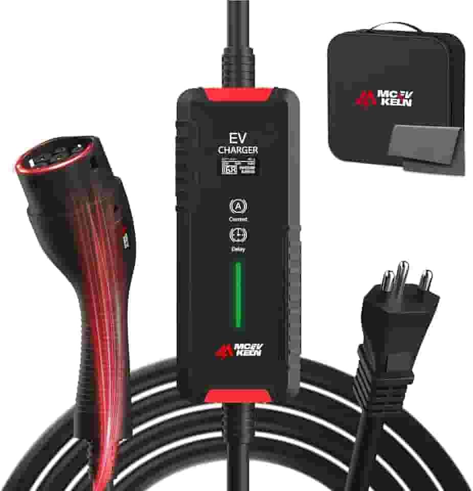 MCEVKELN Carregador de Carro Elétrico Portátil Carregador EV Tipo 2 3.5KW(20A plugue), Corrente comutável 6~16A| 5M Cabo de Carregamento Compatível com Veículos Elétricos IEC 62196-2 Han Dolphin Leaf