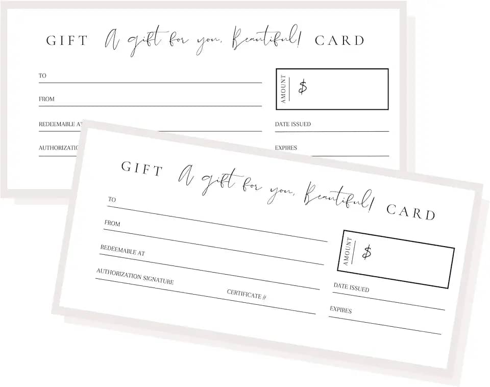 Vales de presente em branco | Pacote com 30 | Cartão de presente de tamanho de 9,5 x 21 cm | Vale de presente para pequenas empresas, vale de oferta, voucher, cupão | Design preto e branco