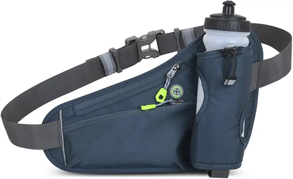 Bolsa de cintura para esportes ao ar livre, cinto de hidratação com suporte para garrafa de água, bolsa de telefone para corrida à prova d'água, Cinza, One Size