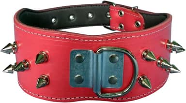 Coleira Spike Para Cachorro Couro Legítimo Espinho Pitbull(Rosa)