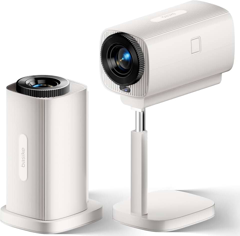 Mini Portatil 5G Wifi 5.0 Android 13, Projetor 4K 1280P Full HD Suporte 5800 Lumens, Projetor Led Auto de Correcção Trapezóide Horizontal, 90°Girável Projector para Telefónico