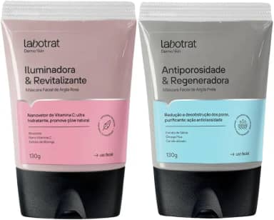 Kit Mascara Facial De Argila Preta + Rosa Iluminadora Antiacne Dermo Skin 130g