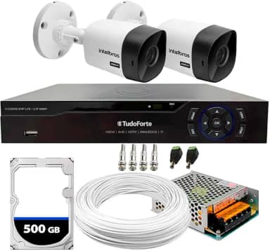 Kit 2 Câmeras Segurança Intelbras 1120b Dvr 4 Canais Com Hd Completo