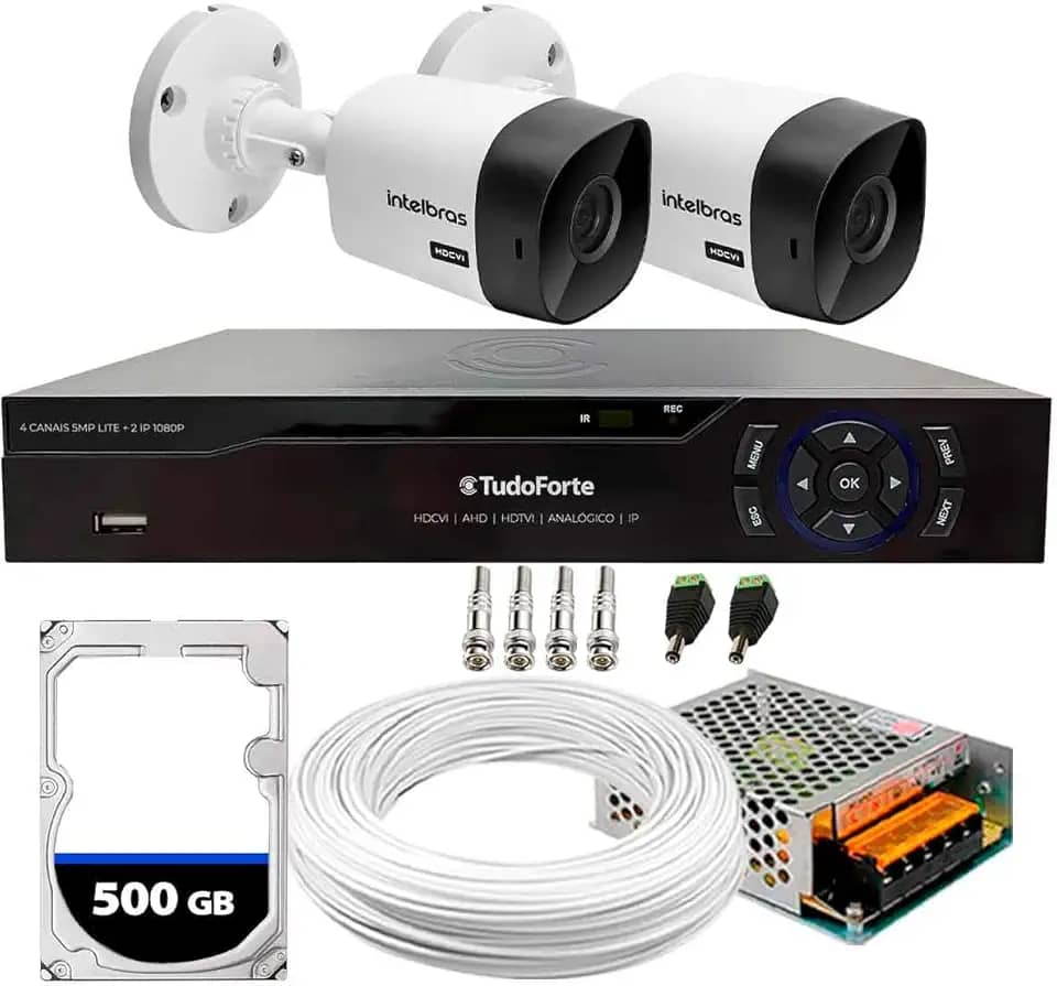 Kit 2 Câmeras Segurança Intelbras 1120b Dvr 4 Canais Com Hd Completo