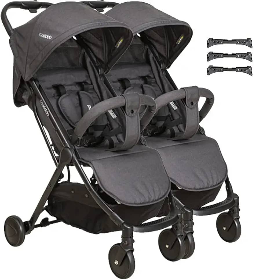 Carrinho para Gemeos Compacto Passeio Kiddo Road Melange Preto