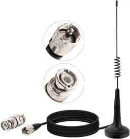 YOTENKO Antena de rádio CB de 27 MHz de 12 polegadas, antena de base magnética CB para veículos de carro, caminhão, com PL259 e BNC macho, compatível com rádio CB portátil Cobra, Midland, Uniden