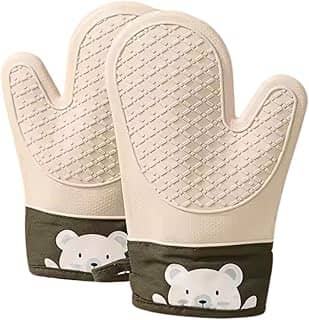 Luva Térmica De Cozinha De Silicone Proteção Para Forno e Fogão Kit Par de Luvas na cor Cinza Claro