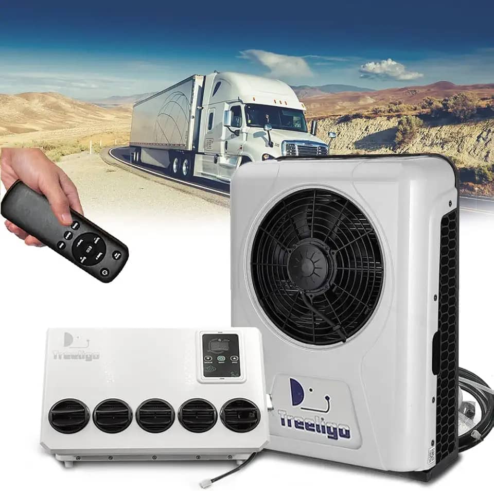 Treeligo 12V elétrico RV caminhão ar condicionado universal para trailers motorhome caminhão ônibus trator automotivo ar condicionado.