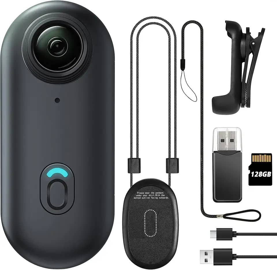 Mini câmera de corpo FHD 1080P de 128 GB, câmera de ação vestível, tamanho de polegar, gravação de mãos livres, câmera de vídeo portátil premium montada em qualquer lugar para segurança, trabalho,