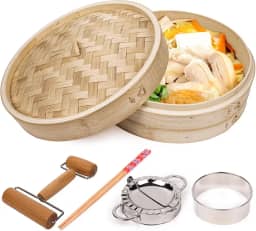 YWBYXB Bolinho de vapor de bambu cesta de vapor de bambu natural de 10 polegadas vaporizador de alimentos vegetais para cozinhar - cesta de panela de vapor para dim sum bolinhos pães frutos