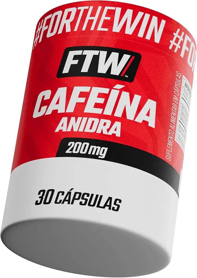 FTW Cafeína Anidra 200mg com 30 Cápsulas, Suplemento para Energia, Foco e Desempenho