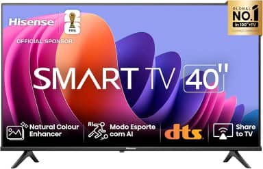 Hisense Smart TV FHD 40' Polegadas 40A4N com DTS Virtual X, Game e Sports Mode, Controle por Voz, Share to TV e Compatível com Alexa