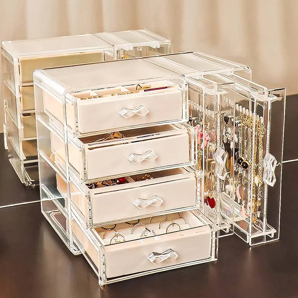 Organizador Expositor De Brincos Colares Joias e Bijuteria com 4 gavetas