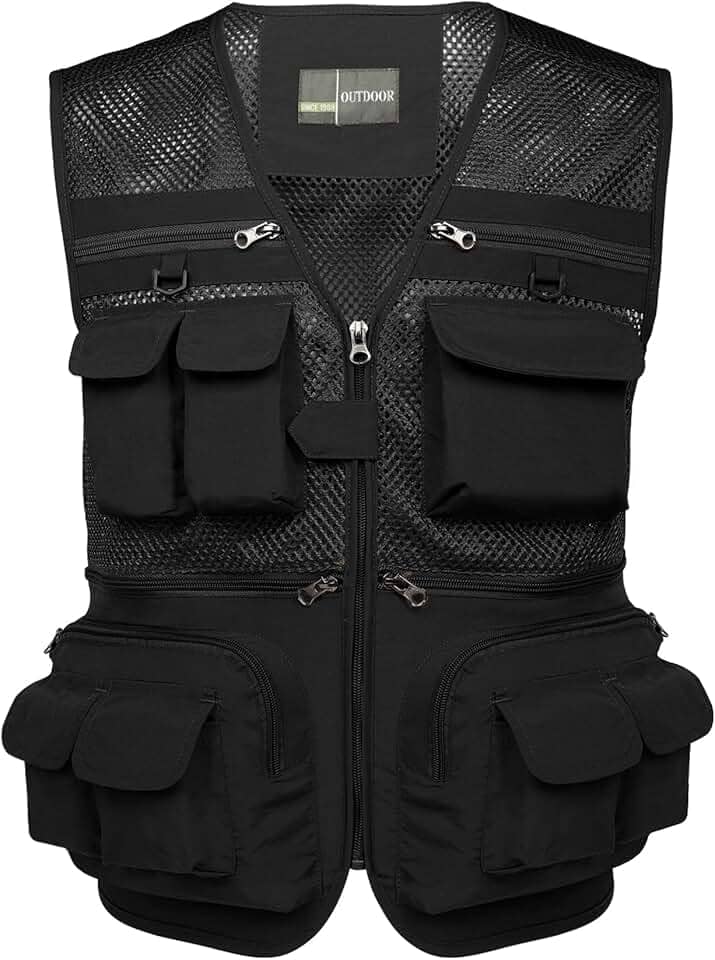 Colete masculino de verão para uso ao ar livre, trabalho, safári, pesca, viagem, foto com bolsos