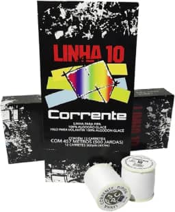 Linha 10 Corrente Branca - 500 Jardas - Para Pipa e Costura - Caixa com 12 Unidades