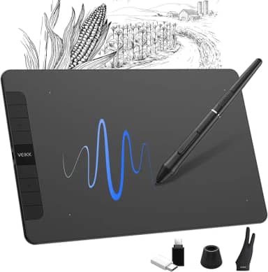 VEIKK Mesa digitalizadora Tablet de desenho VK1060 Graphics drawing Tablet 10 x 6,25 polegadas caneta sem bateria de pressão de 8192 níveis com Stylus e 8 teclas, compatível com PC, Chromebook,