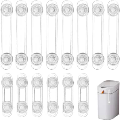 Kit 14 Travas de cinto macio transparente anti-pitada para armários, geladeiras, gaveta, fácil instalação com adesivo forte para segurança doméstica