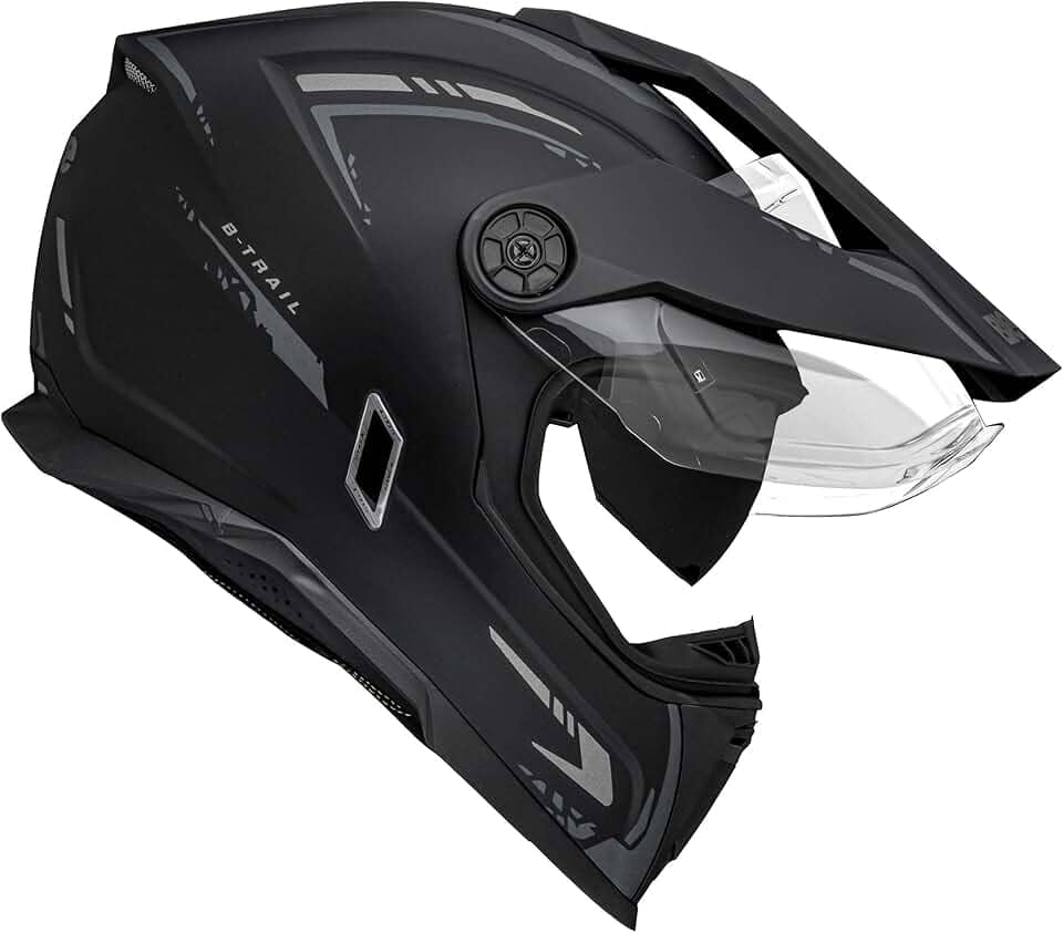 Capacete Moto Bieffe B-Trail Authentic Preto Fosco Grafite Com Óculos Interno