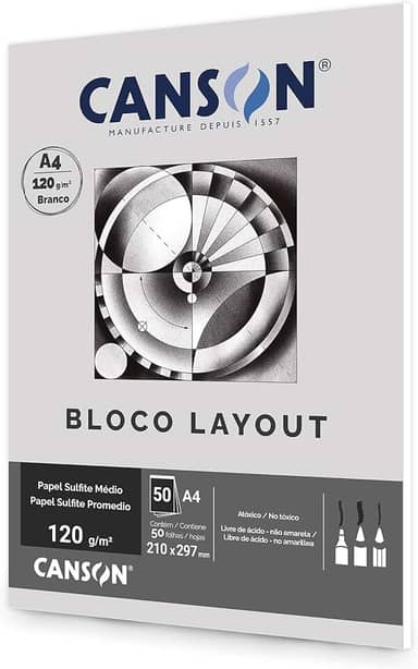 Bloco Técnico A4 120g/m², Canson, 66667154, Layout, 50 Folhas