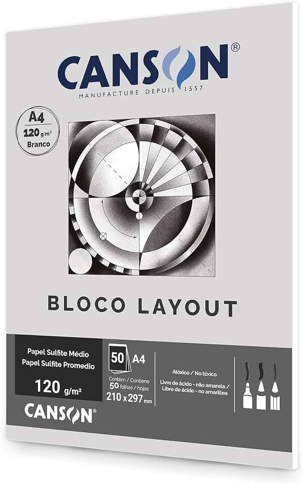 Bloco Técnico A4 120g/m², Canson, 66667154, Layout, 50 Folhas