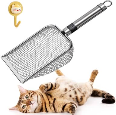 Pa de Areia para Gatos,Pá de Areia Higiênica para Bandeja de Areia para Gatos, Espátula de Malha de Aço Inoxidável,Telas para Esterco Animal, Para Bandeja de Areia (Diâmetro do furo 2.8mm)
