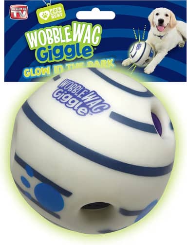 Brinquedo interativo Wobble Wag Giggle Ball, para cães, brilha no escuro