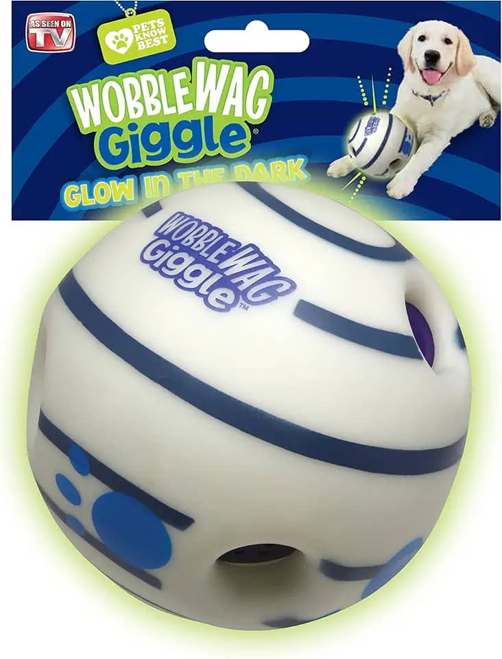 Brinquedo interativo Wobble Wag Giggle Ball, para cães, brilha no escuro