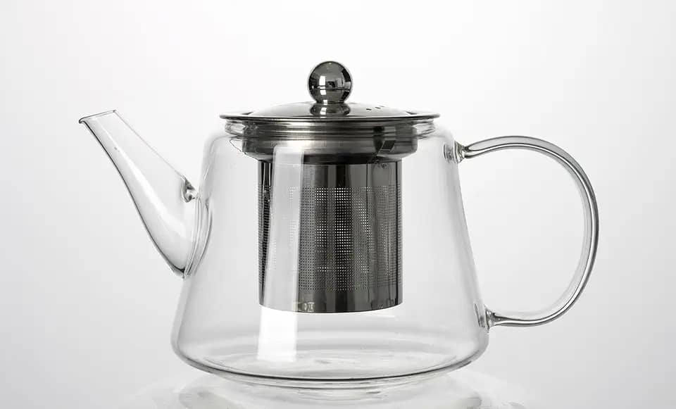 Chaleira de Vidro Borossilicato com Infusor de Chá, 750 ml, Vai Ao Fogo