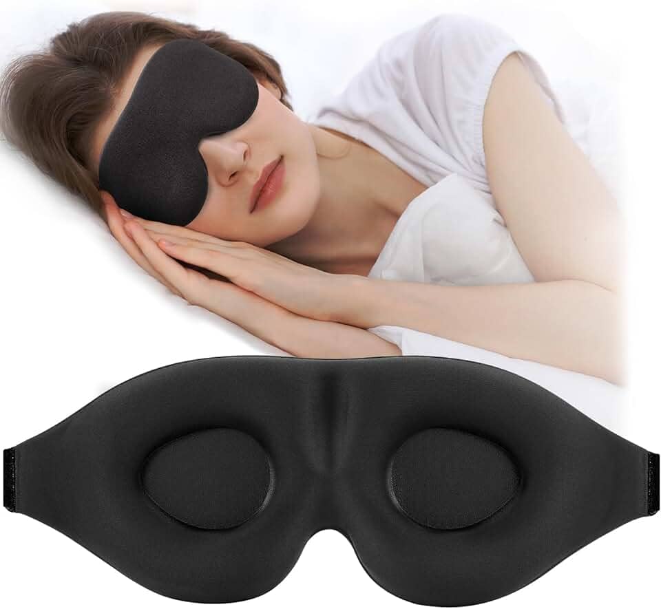Máscara de dormir 3D, máscara para dormir para mulheres e homens, venda noturna com bojo contornado, cobertura luxuosa para os olhos com bloqueio de luz, sombra moldada com alça ajustável