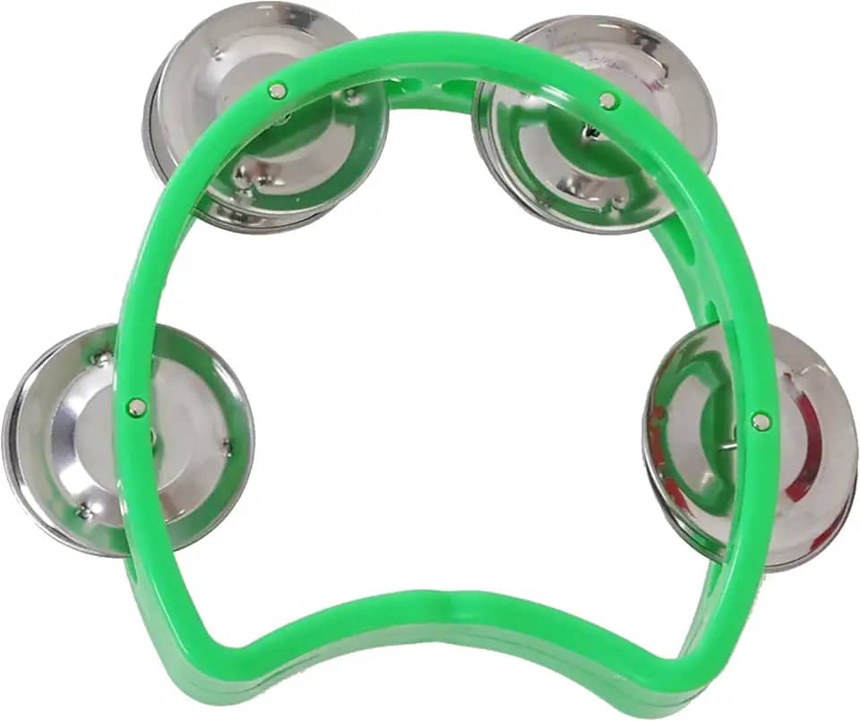 Pandeiro Infantil Meia Lua Pandeirola Profissional Colorido Para Criança Percussão Musical em ABS Instrumento de Mão Zaidan's (Verde)