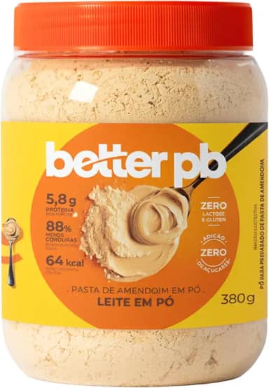 Pasta de Amendoim em Pó Sabor Leite em Pó Econômico 380g - Betterpb