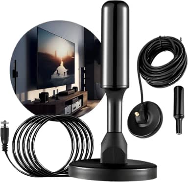 Antena Para Tv Digital FULL HDTV 4.0DBI Com Base Magnética 5 Metros De Cabo Interna e Externa
