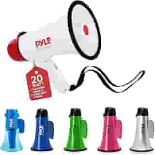 Pyle Alto-falante Megaphone PA Bullhorn – 20 watts, controle de vol ajustável com sirene integrada e alcance de 800 metros – PMP20