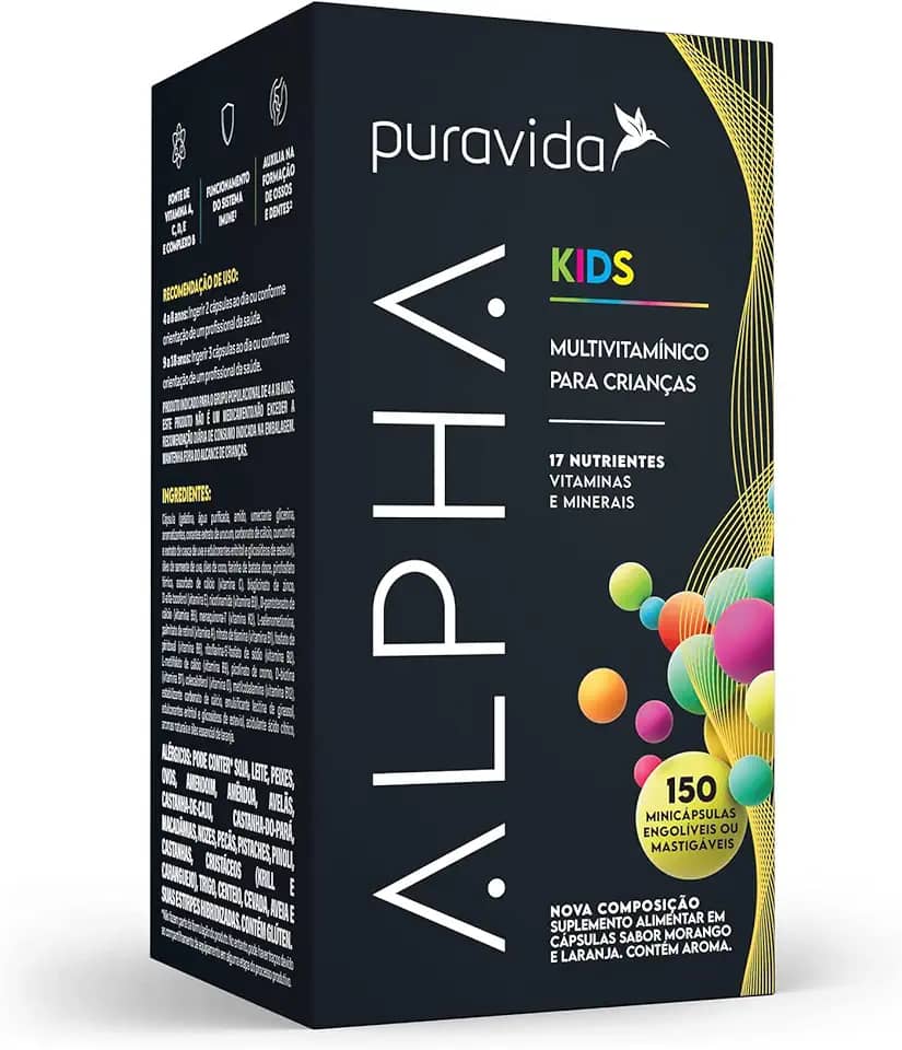 Puravida Vitaminas para Crianças Alpha Kids 150 Minicápsulas Mastigáveis