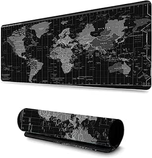 Mouse Pad Gamer Profissional Grande Confortavél Anti Derrapante 90x40 - Mapa Mundi Preto